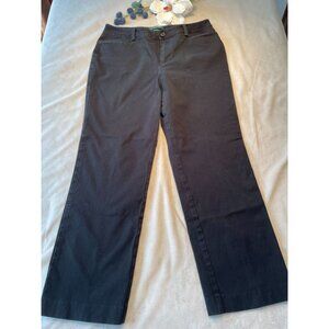 Vintage Lauren Ralph Catlin Womens Black Wide-Leg Trousers Size 10 Y2K